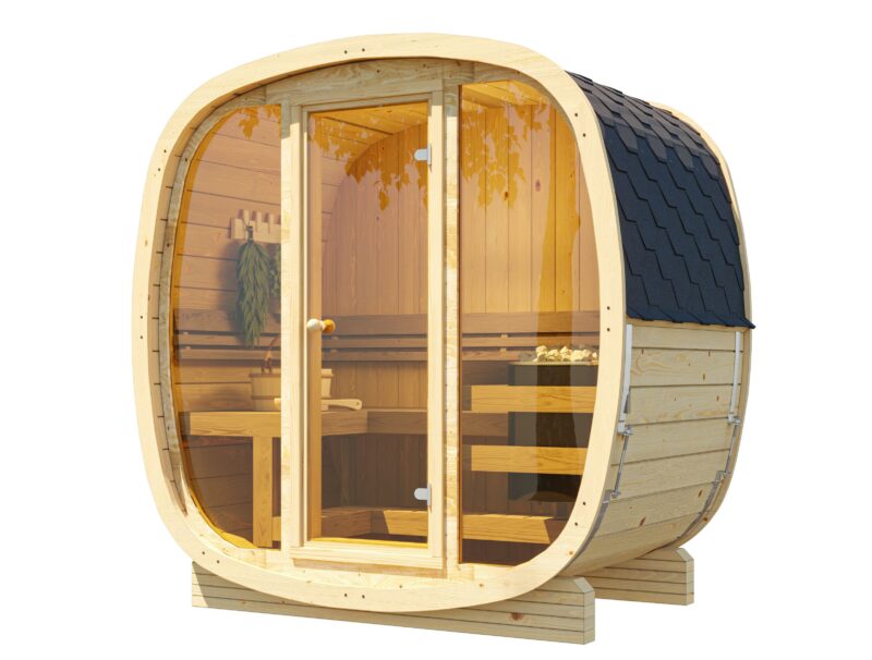 UKU 130 spruce outdoor cube sauna for 2-3 people