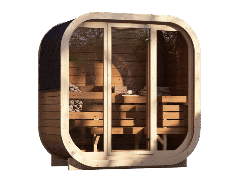 ILLI H1 thermowood outdoor cube sauna for 2 to 3 people